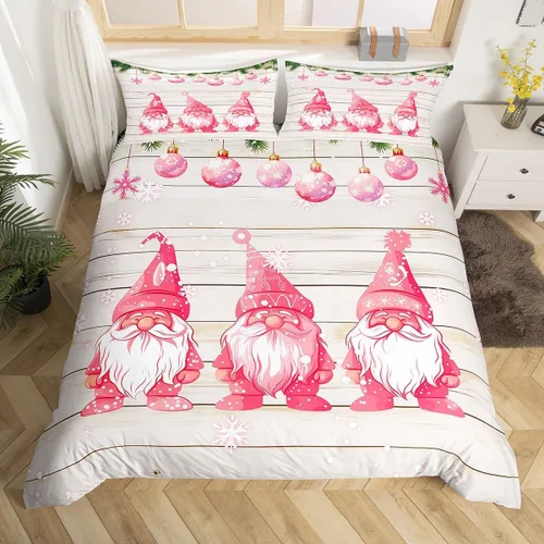 Miniatura 11 de Manfei Juego de funda de edredón de gnomos lindos tamaño matrimonial, funda de edredón con 2 fundas de almohada, juego de ropa de cama temática