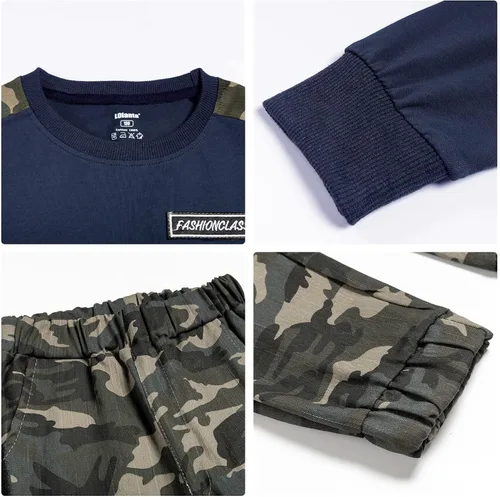 Miniatura 5 de lontakids Conjunto de 2 piezas para niños de manga larga pantalones de camuflaje