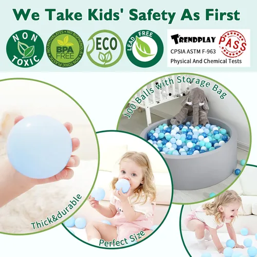 Miniatura 2 de TRENDPLAY Pelotas de Plástico para Pozos de Pelotas de 2.2 Pulgadas, Paquete de 50 100 200 500 Pelotas Huecas, Perfectas para Piscinas de Bebés