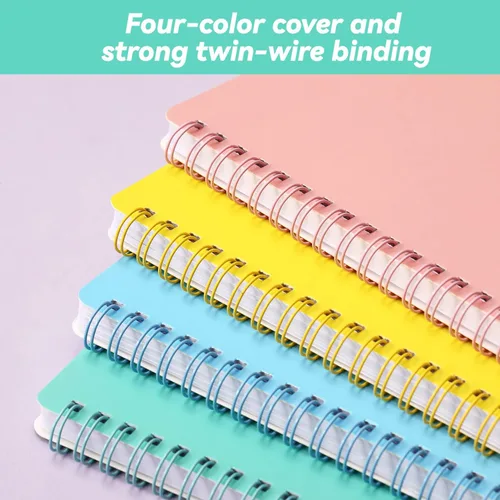 Miniatura 4 de Urneeds Cuaderno de espiral, paquete de 4 cuadernos en espiral, 5.6 x 8.25 pulgadas, 80 hojas/160 páginas, con encuadernación de doble alambre