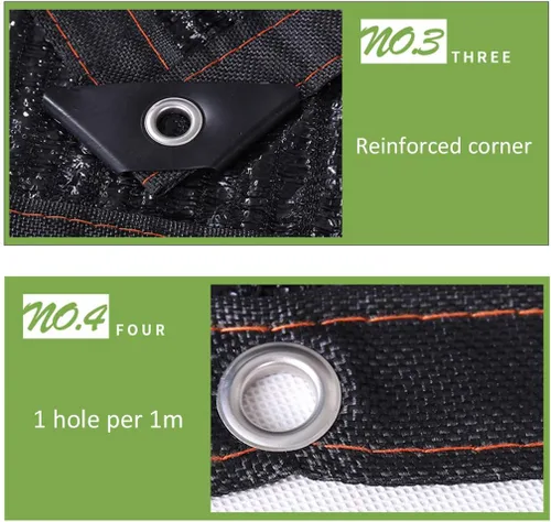 Miniatura 5 de Tela de malla transpirable con ojales, resistente a los rayos UV, para exteriores, color negro