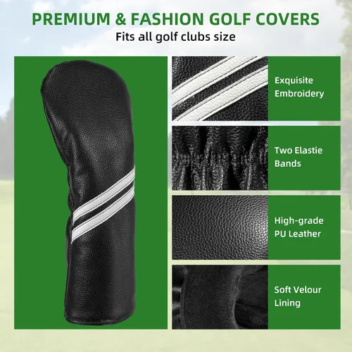 Miniatura 3 de Fundas para cabezas de palo de golf - Juego de 4 piezas o 1 pieza de accesorios de golf, fundas para palos de golf para maderas y conductores