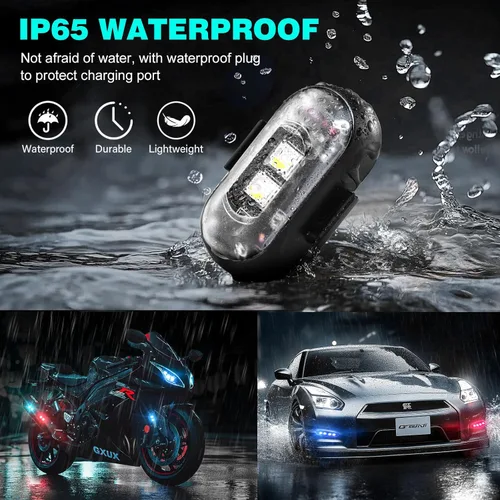 Miniatura 6 de 8PCS Luces Estroboscópicas LED Inalámbricas, Halloween 8 Colores Luces Estroboscópicas Inalámbricas con Control Remoto, IP65 Impermeable Recargable