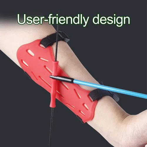 Miniatura 4 de Paquete de 2 protectores de brazo de goma con arco para jóvenes, protectores ajustables para antebrazo, 2 correas de hebilla para niños y jóvenes