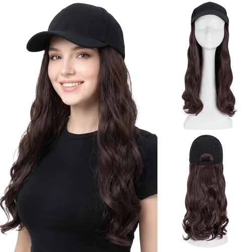 Miniatura 38 de SEGO Gorra de béisbol con extensiones de cabello para mujer, resistente al calor, sintético, 6 pulgadas, ajustable, corta, recta, peluca de repuesto