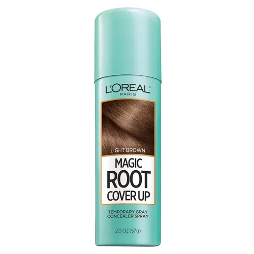 L'Oreal Paris Tinte para el Cabello Cobertura de Raíces Spray Corrector Temporal de Canas, Marrón Claro, 2 Onzas