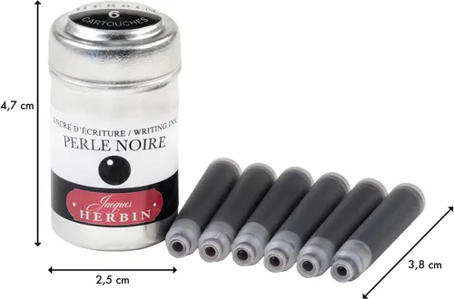 Miniatura 2 de Tinta para pluma estilográfica Herbin - 1 lata de 6 cartuchos - Perle Noire