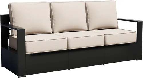 Miniatura 20 de Muebles de Patio al Aire Libre de Aluminio, Sillas de Metal para Todo Clima con Cojines de 6 Pulgadas de Grosor, Asiento Profundo para Jardín, Beige