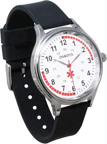 Miniatura 2 de Dakota Men's Stainless Steel Large Face Nurse Water Resistant Easy to Clean Watch with Black Silicone Band - Nurse, Paramedic, Doctor, Medical Field