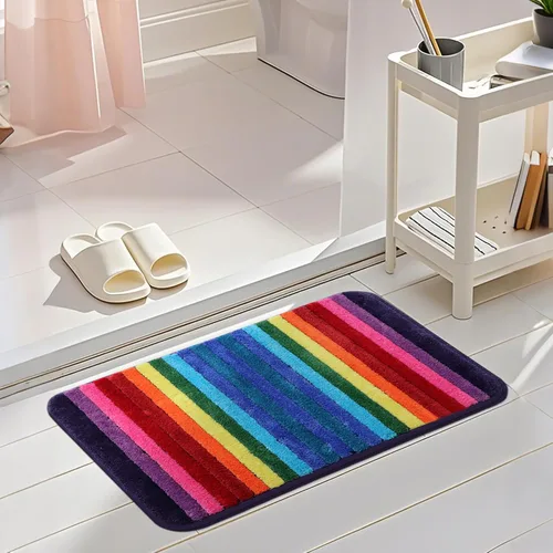 Miniatura 11 de NIENLCIP Alfombras de Baño Arcoíris Coloridas de Microfibra, Tapete de Baño Antideslizante de Felpa, Alfombras de Piso Absorbentes de Agua, Tapete