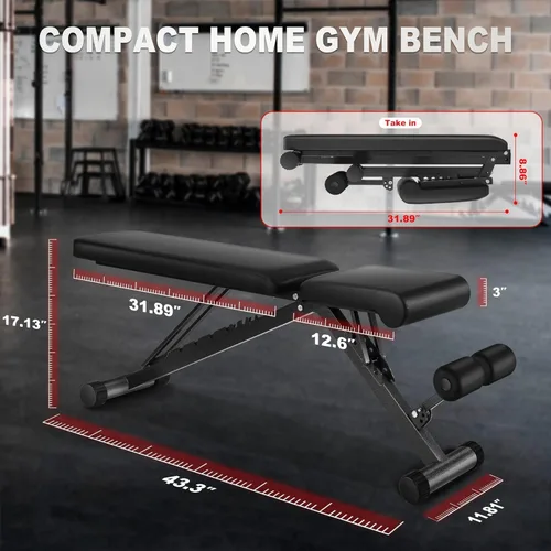 Miniatura 4 de BARWING Adjustable Foldable Portable Weight Bench for Home Gym,700-800LBS Flat Incline Decline Workout Bench for Full Body Workout Easy Assembly for