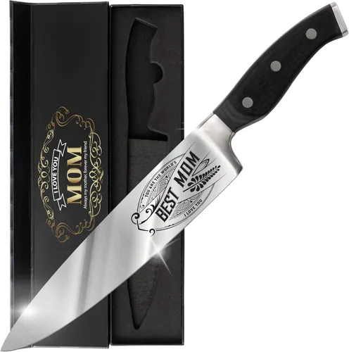 Miniatura 10 de Cuchillo de chef de alta calidad, regalo de cumpleaños, cuchillo de cocina de acero al carbono de 8 pulgadas con mango de madera de Pakka, Día