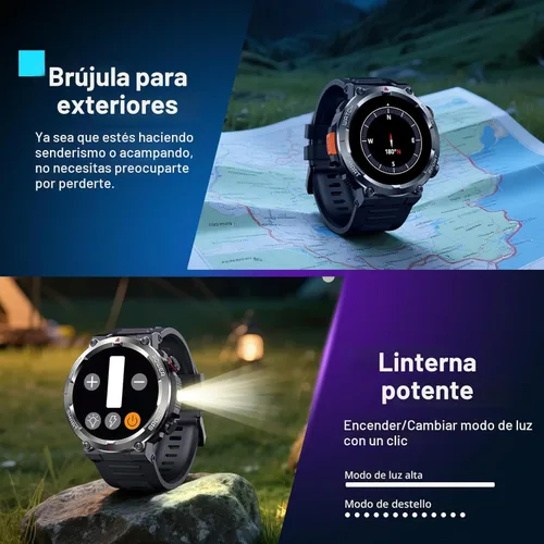 Miniatura 7 de Military Smart Watch for Men(Answer/Make Calls),Outdoor Smartwatch with 100 Days Battery/Flashlight/Compass/Heart Rate/SpO2/Sleep Monitor/2 Straps