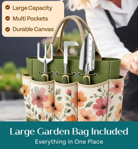 Miniatura 3 de Herramientas de Jardín de Servicio Pesado Juego Floral de 22 Piezas - A Prueba de Óxido, Antideslizante, Suministros de Jardinería Duraderos
