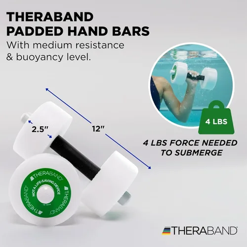 Miniatura 3 de THERABAND Water Weights, Aquatic Dumbbells for Pool Fitness, 2 Foam Weights with Padded Grip for Water Aerobics, Therapy, Workouts, Pool Exercise