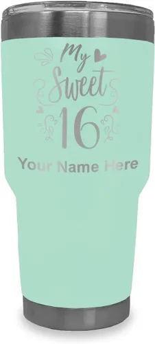 Miniatura 11 de LaserGram Taza aislada al vacío de 20 onzas, My Sweet 16, grabado personalizado incluido (gris)