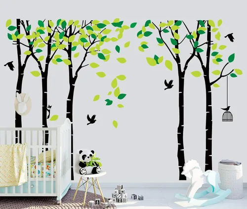 Miniatura 4 de ANBER Calcomanía de pared de árbol de la selva gigante removible, arte mural para dormitorio, guardería, habitación de bebé, habitación de niños