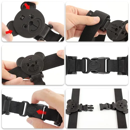 Miniatura 3 de Correa de Seguridad con Candado Anti Escape, Clip de Pecho en Forma de Oso para Arneses de Bebé, Previene que los Niños/Niñas Saquen sus Brazos