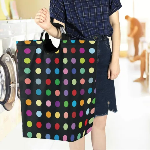 Miniatura 6 de visesunny Coloful - Cesta de colada grande con asa plegable y duradera, cesta de ropa, bolsa de lavandería, cubo de juguete para baño, dormitorio