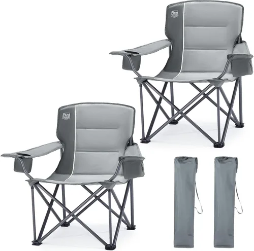 Miniatura 10 de TIMBER RIDGE Silla de campamento plegable de gran tamaño para adultos, soporta 550 libras resistente con portavasos bolsillo lateral
