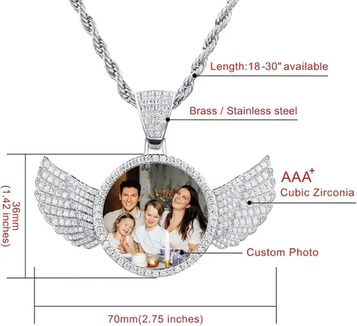 Miniatura 2 de MeMeDIY Colgante personalizado de hip hop con imagen de memoria para hombres y mujeres, grabado de imagen, texto, nombre, fecha, foto personalizada