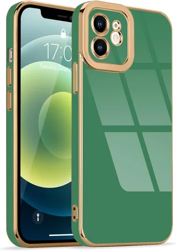 Miniatura 140 de Lafunda Diseñada para iPhone 13 Pro, fundas lujosas con chapado lindo para mujeres y niñas, elegante borde dorado, a prueba de golpes, TPU con funda