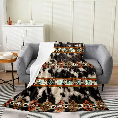 Miniatura 12 de Manta azteca con diseño tribal africano, con diseño de animales de granja, manta mullida con diseño de animales de granja y atrapasueños de tribu