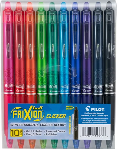 Pilot FriXion Bolígrafos de gel borrables, punta fina 0.7 mm, paquete de 10 colores surtidos Surtido 10