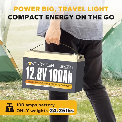 Miniatura 6 de Power Queen Batería Lifepo4 de 12V 100ah de litio, batería de ciclo profundo del grupo 31 con 1280Wh de energía, hasta 15000 ciclos y vida útil