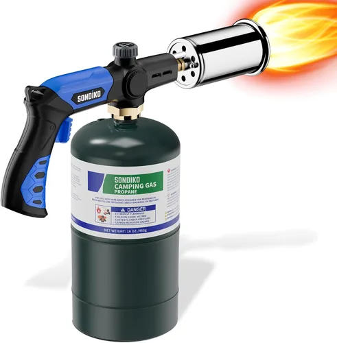 Miniatura 11 de Sondiko Soplete Potente de Propano para Parrilla y Cocina L8010, Sous Vide, Arrancador de Fogata, Quemador de Antorcha de Madera Ajustable para Negro