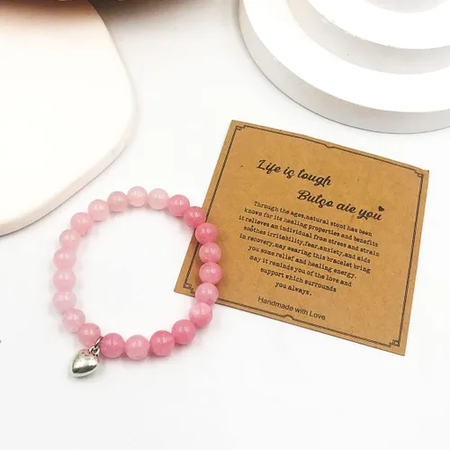 Miniatura 6 de Pulsera de regalo con texto en inglés "Get Well Soon" (0.315 in), pulseras curativas de piedra natural, hechas a mano, Life is Tough But So Are You