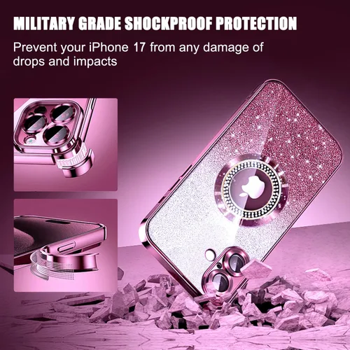 Miniatura 148 de Misscase Funda magnética con purpurina para iPhone 11 compatible con MagSafe, protección completa, delgada, a prueba de golpes, antiarañazos