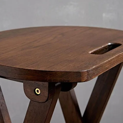 Miniatura 5 de Taburete plegable de 24 pulgadas, taburete de madera para mostrador de madera, taburetes de bar altos de bambú portátiles con asa, silla plegable