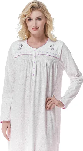 Miniatura 6 de Keyocean - Camisón para mujer, 100% algodón, suave, cálido, cómodo, ropa de dormir y descanso para otoño e invierno