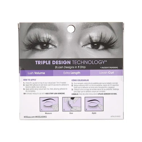 Miniatura 3 de KISS Lash Couture - Pestañas postizas Triple Push Up XL Collection, volumen 3D en longitud extra larga con tecnología de diseño triple, libre