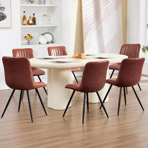 Miniatura 14 de Sillas de comedor, modernas sillas de comedor con cojines gruesos, sillas tapizadas de piel sintética para cocina, comedor con patas de metal