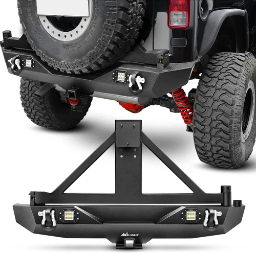 Miniatura 12 de Nilight - Parachoques delanteros compatibles con Jeep Wrangler JK/JKU de 2007, 2008, 2009, 2010, 2011, 2012, 2013, 2014, 2015, 2016, 2017 y 2018