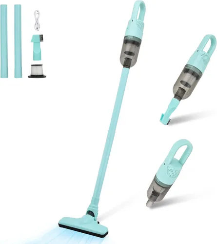 Aspiradora ligera 6 en 1 con potente motor de 100 W, mini aspiradora portátil de mano para suelos duros domésticos, alfombras y pelo de mascotas
