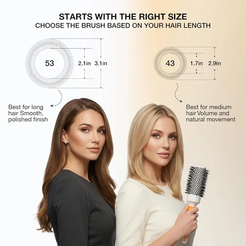 Miniatura 2 de GK HAIR Global Keratin Cepillo térmico extra redondo profesional 2.087 in barril recubierto de cerámica anti estático control de encrespamiento