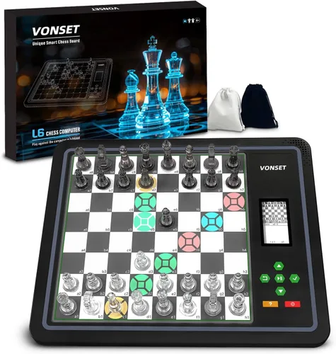 Tablero de Ajedrez Electrónico L6 con Luces LED, Juego de Ajedrez de Computadora con Visualización de Posición de Piezas, Juego de Ajedrez