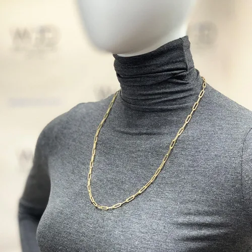 Miniatura 2 de WJD Exclusives Collar de cadena alargada con clip de oro amarillo de 14 quilates, 0.157 in, 16 "-30