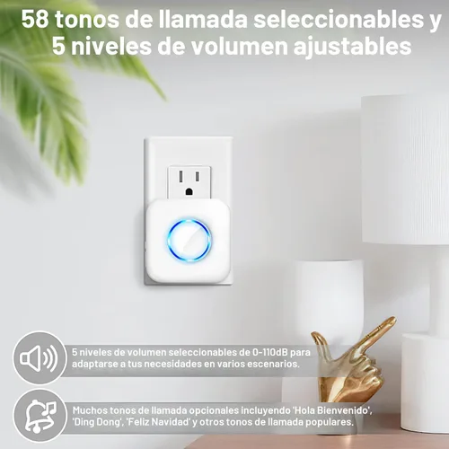 Miniatura 8 de Satisure - Timbre de puerta inalámbrico con sensor de puerta cuando se abre la puerta con rango de 600 pies, 58 campanillas, 5 niveles de volumen