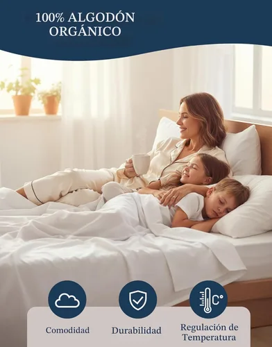 Miniatura 6 de LANE LINEN Juego de sábanas tamaño individual XL de 3 piezas, 100 % algodón orgánico puro tejido de percal, ropa de cama suave y transpirable