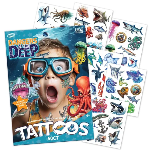 Miniatura 15 de Savvi - 50 tatuajes temporales Mighty Dino: brilla en la oscuridad, tinta segura para la piel, ideal para fiestas de cumpleaños, regalos para niños