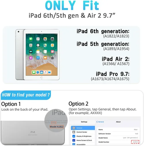 Miniatura 2 de AVAWO funda para iPad 9.7" 2017, para niños., Negro