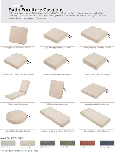 Miniatura 7 de Classic Accessories Montlake FadeSafe - Cojín para sillas de patio resistente al agua, 44 x 20 x 3 pulgadas, color beige antiguo, juego de cojines