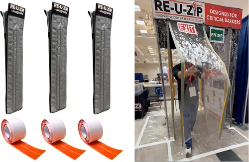 Miniatura 13 de RE-U-ZIP® Tira de Entrada Magnética de Cierre Automático Alternativa de Cremallera de Barrera contra el Polvo sin Uso de las Manos para Láminas