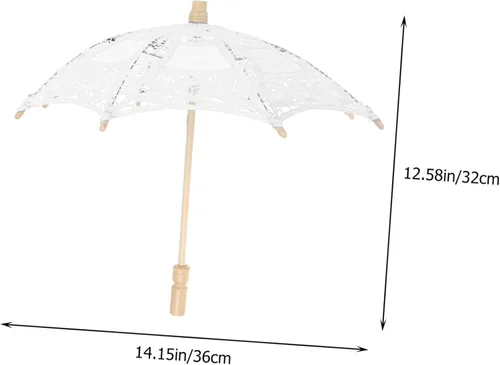 Miniatura 7 de Veemoon 2 parasoles de novia, sombrillas para fotografía, bordado de novia, para niños, flores, damas, disfraz, tela de encaje, decorativo, floral