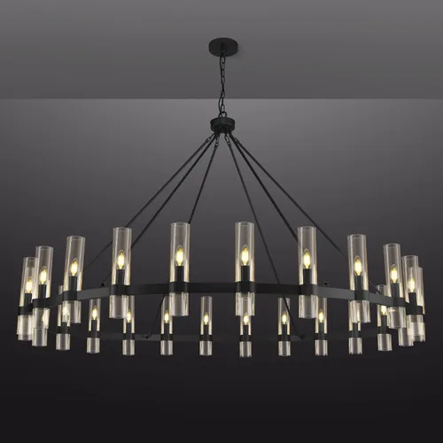Miniatura 18 de Candelabro de 12 Luces de Latón Redondo 36" Candelabros de Rueda de Vagón de 91 cm para Fijo de Iluminación de Comedor Tubo de Vidrio Transparente