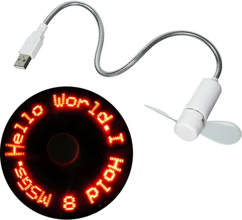 PowerTRC Ventilador de mensajes programable con dibujo personalizado alimentado por USB (LED rojo)